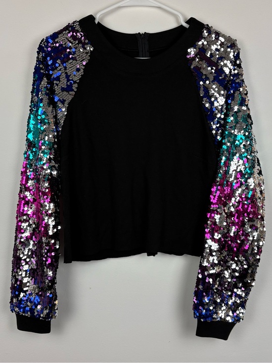 Lalipop Design Tops - Maximalist Sequin Sleeve Black Crewneck Women’s Top Lalipop Size Small Dopamine